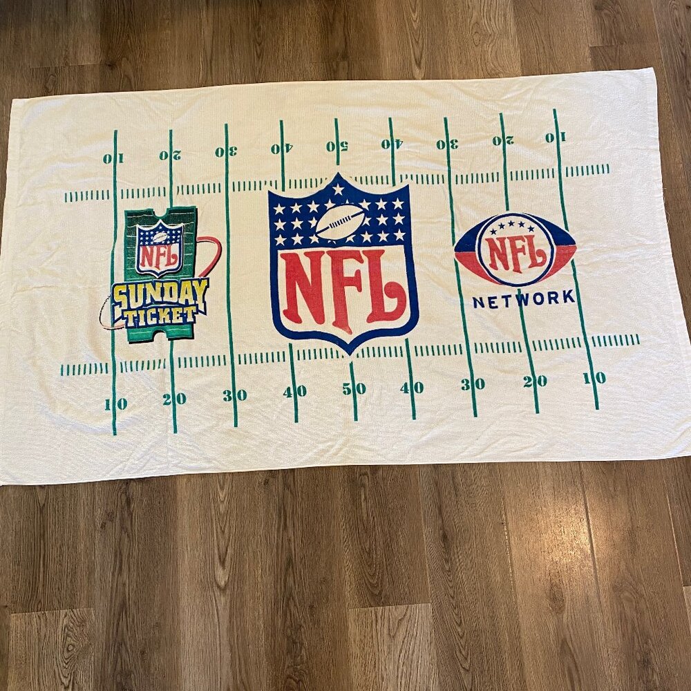 Vintage NFL Network Sunday Ticket Football Field Towel 58.5" x 35" White